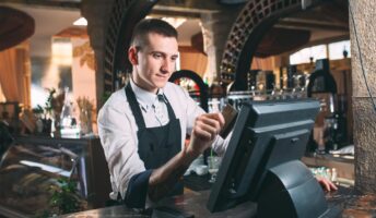 Man using a bar POS
