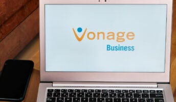 Vonage for Business logo on laptop screen