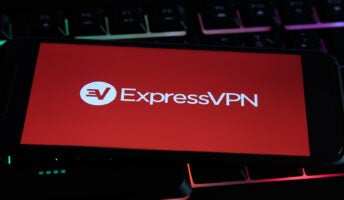 ExpressVPN's logo on a mobile phone screen.