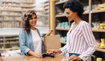 Seller using a retail POS system