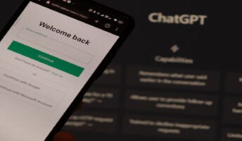 chatgpt login page in an iphone