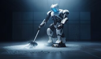 Robot washign the floor