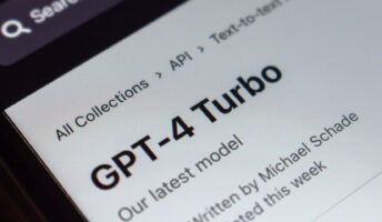 GPT-4 Turbo AI model shown in browser window