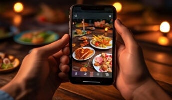 A customer looks at a restaurant's website on their phone.