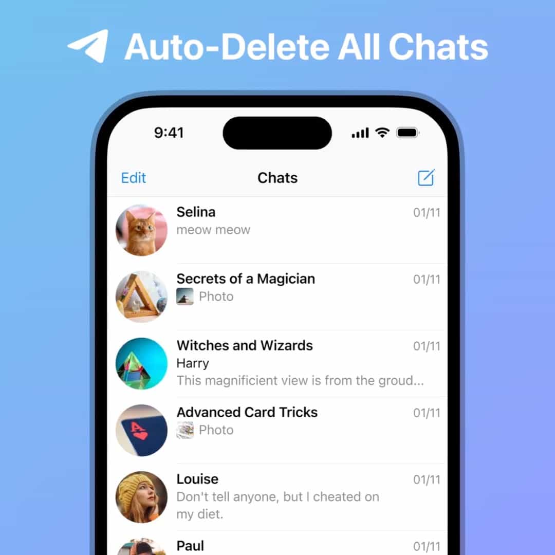 You can auto-delete chats on Telegram