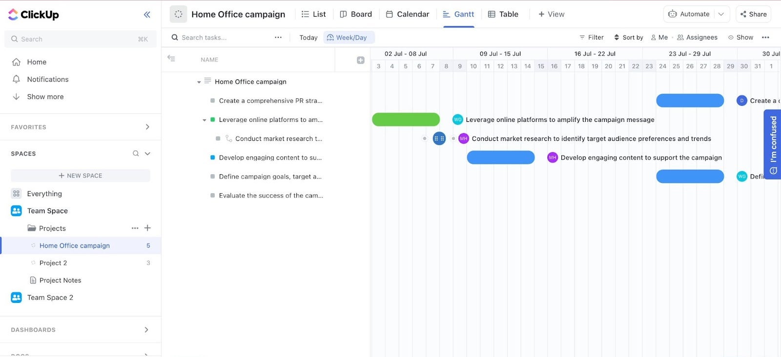 ClickUp Gantt