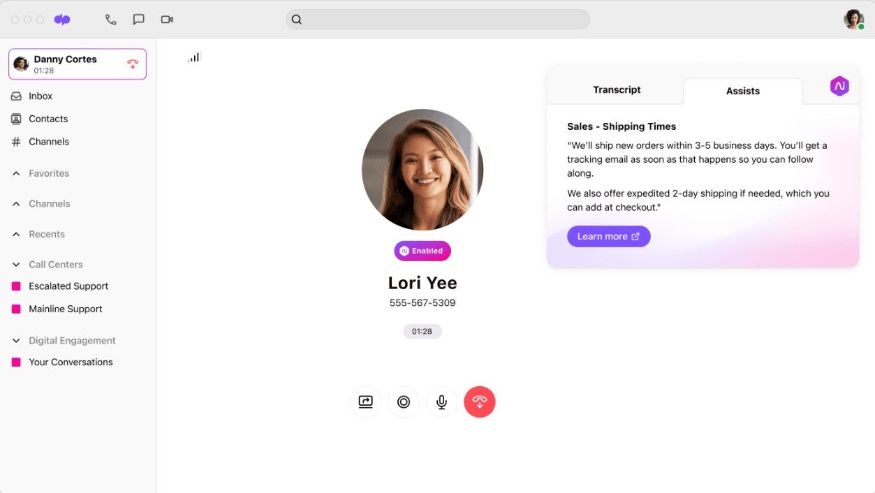 Dialpad interface