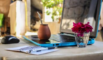 A digital nomad laptop setup