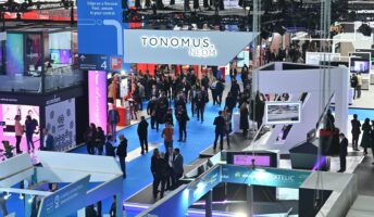 Floor shot from MWC in Barcelona, one of the world's biggest tech conferences and events in 2024