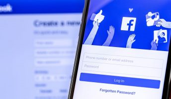 Facebook login on phone screen