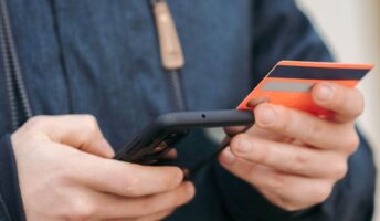 An iPhone and credit card