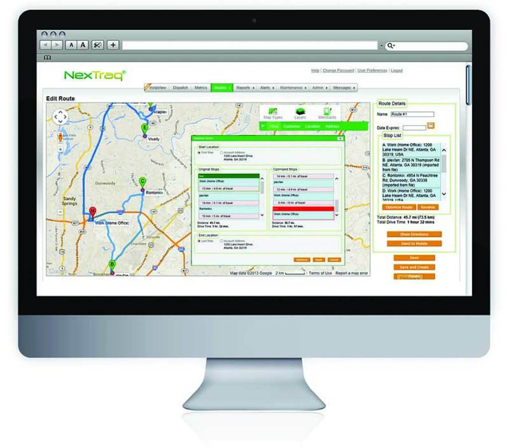 Nextraq fleet tracking map