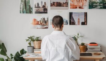 A remote worker at their desk
