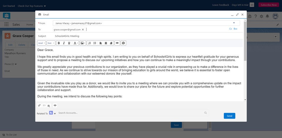 Salesforce email feature