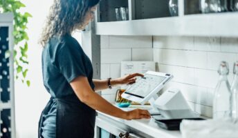 server using a Clover POS system
