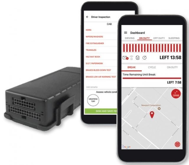 Spireon ELD unit and mobile app