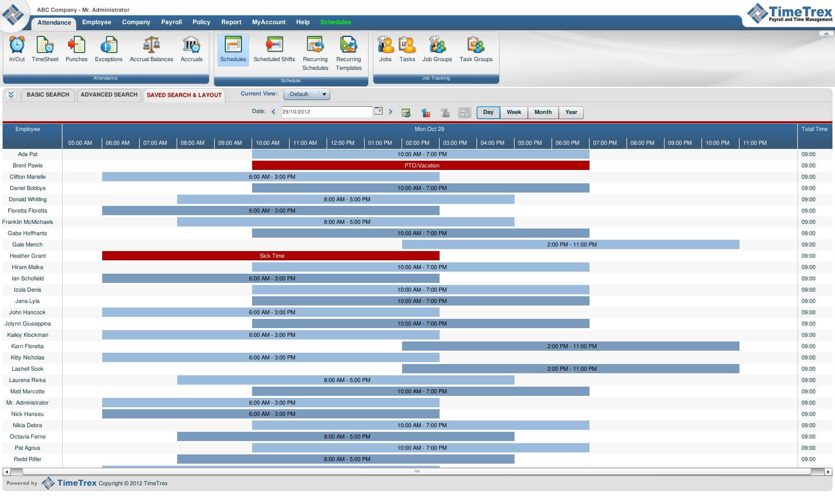 Timetrex payroll: Attendance management