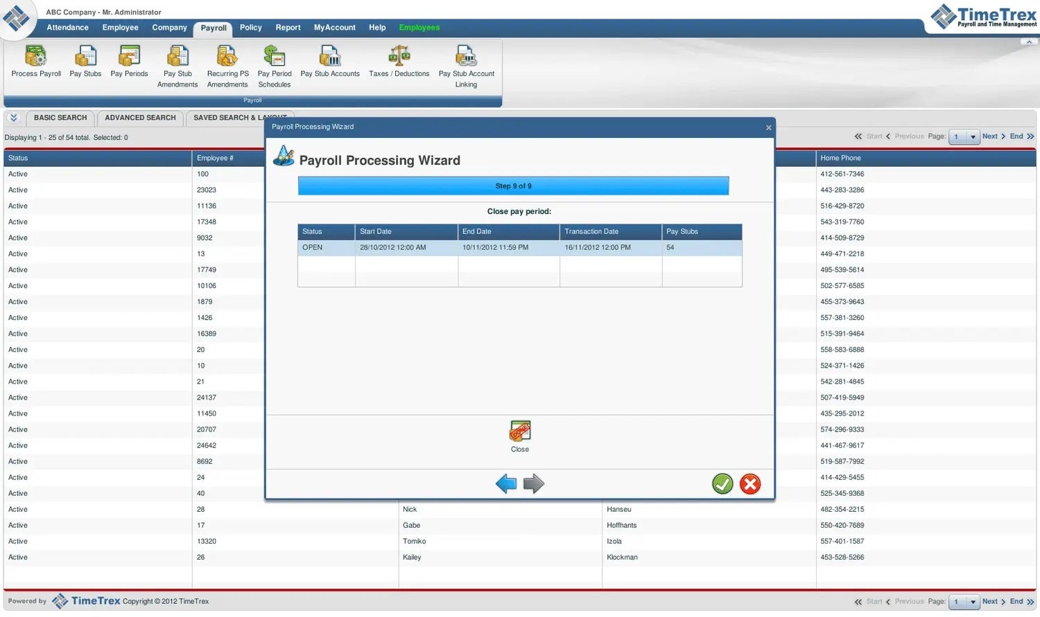 Timetrex: payroll wizard
