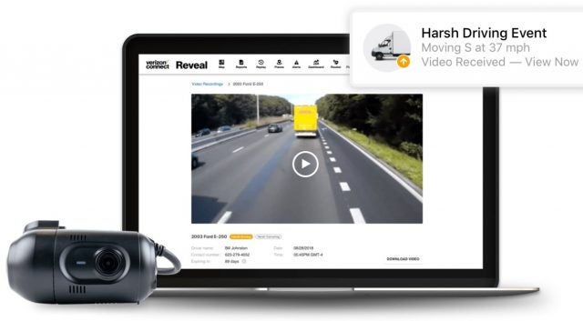 Verizon Connect Reveal software with dash cam
