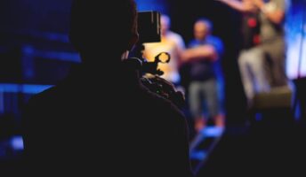 A video camera filming
