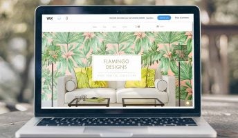 laptop displaying wix website template