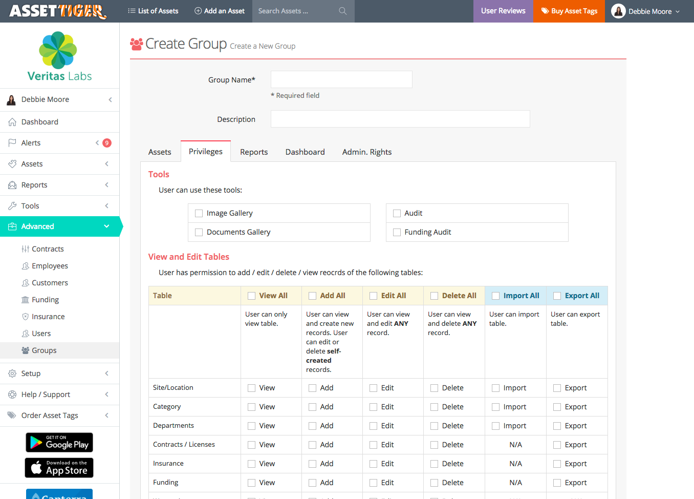 AssetTiger Create Group