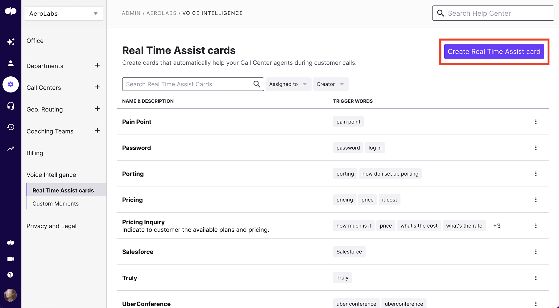 Dialpad: Assist card