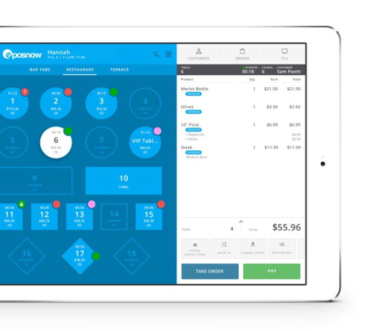 Epos Now POS iPad app floor plan screenshot