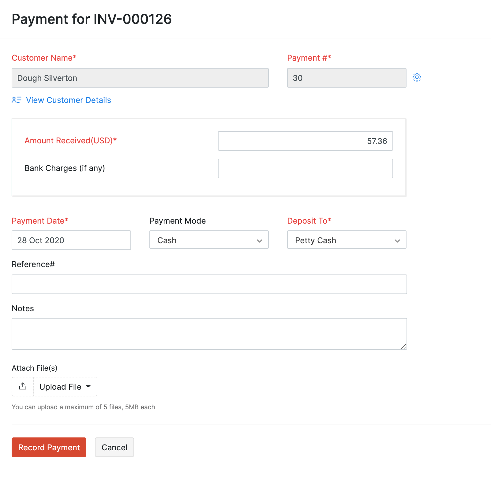 Invoice payment with Zoho Books