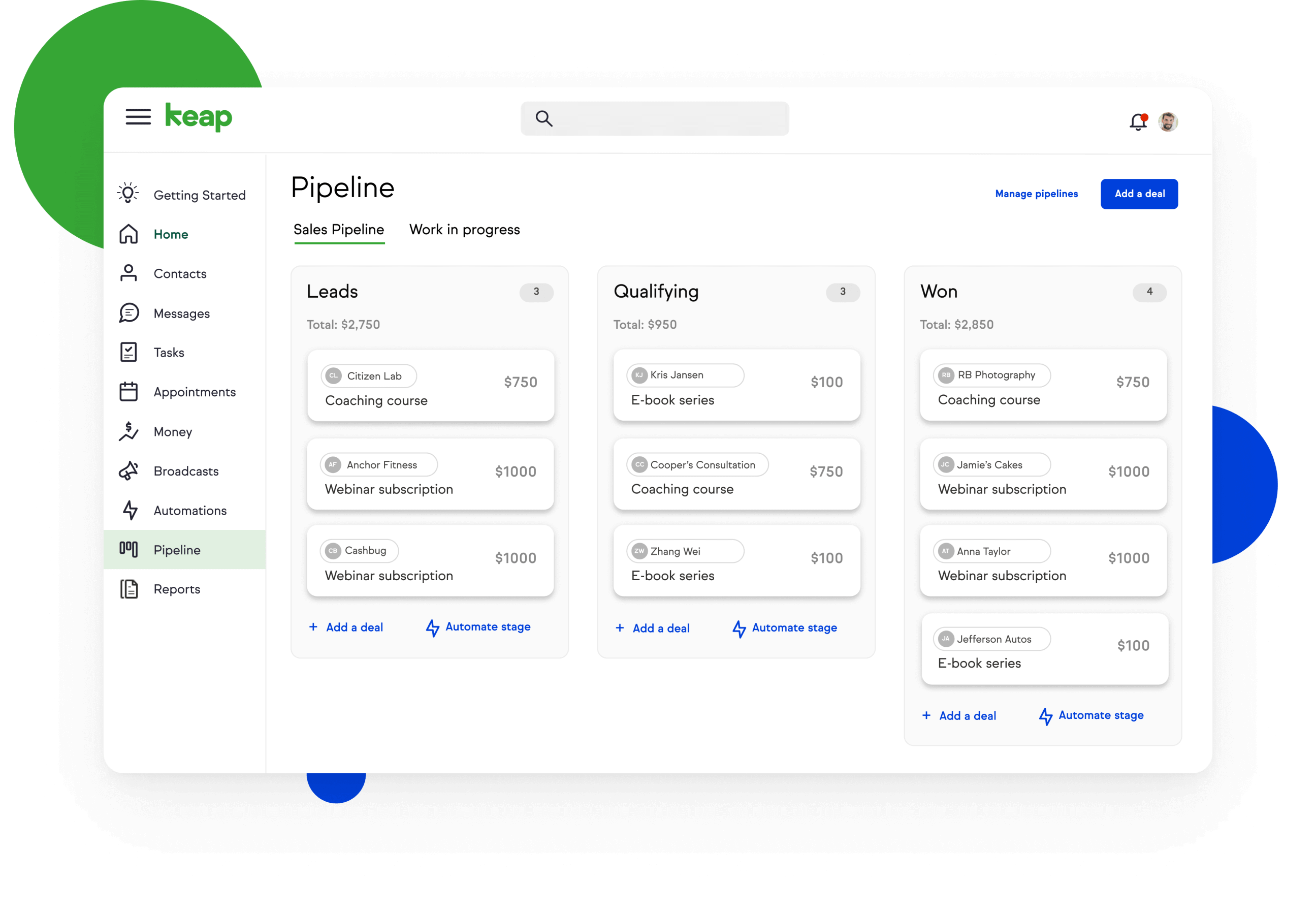 Keap sales pipeline