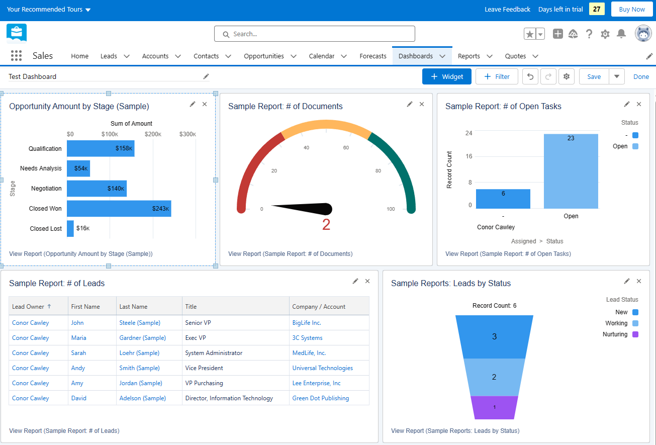 Salesforce Custom Dashboard (March 2024)