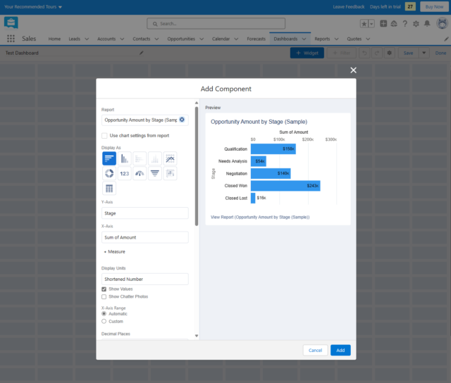 Salesforce Dashboard Add Component (March 2024)