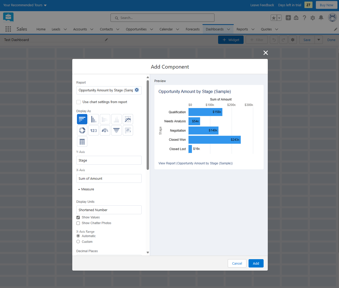 Salesforce Dashboard Add Component (March 2024)