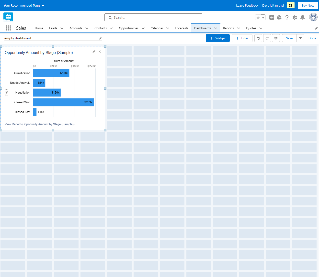 Salesforce Dashboard Creation