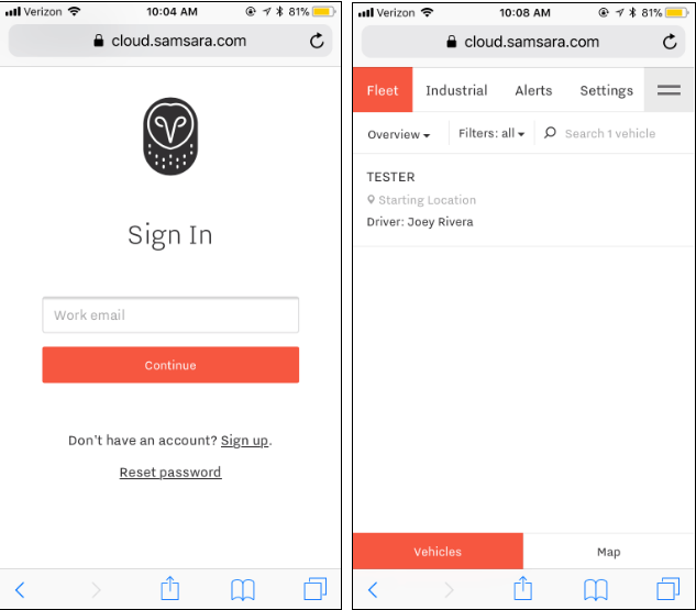 Samsara Fleet Manager Mobile Login