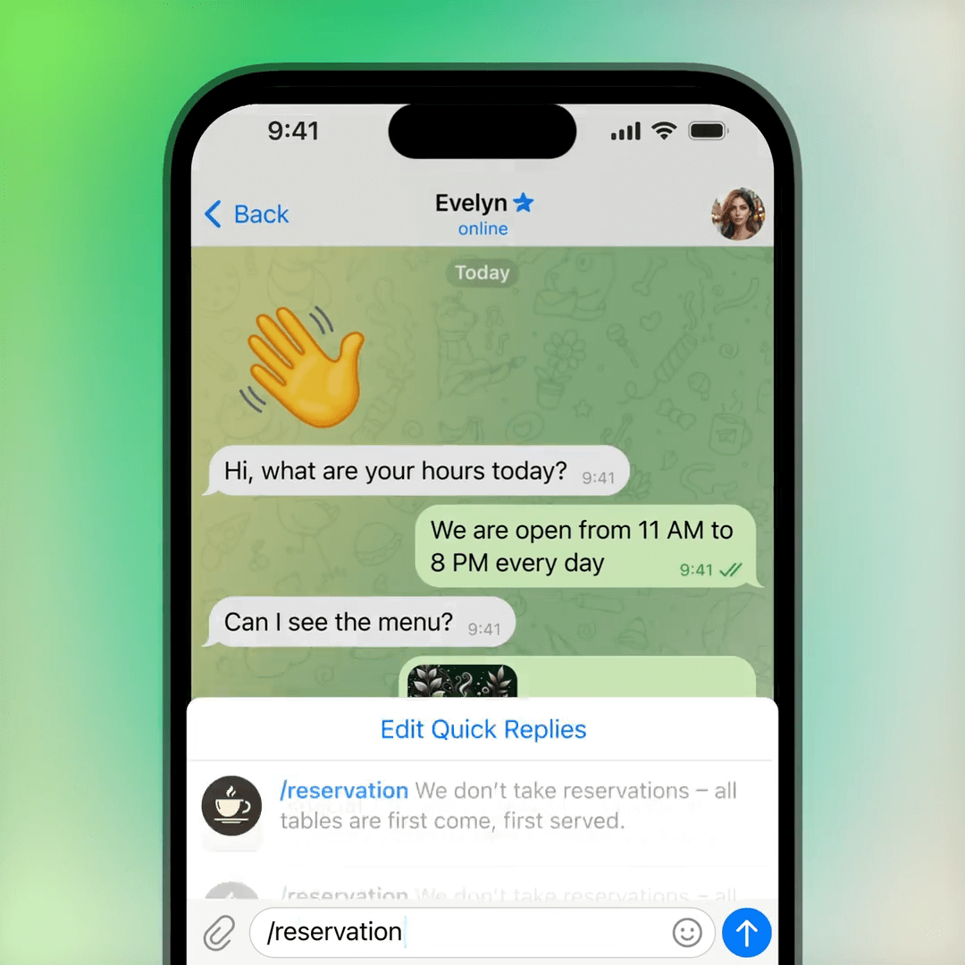 Telegram Business: Quick Reply