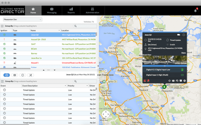 Teletrac Navman dispatch software dashboard