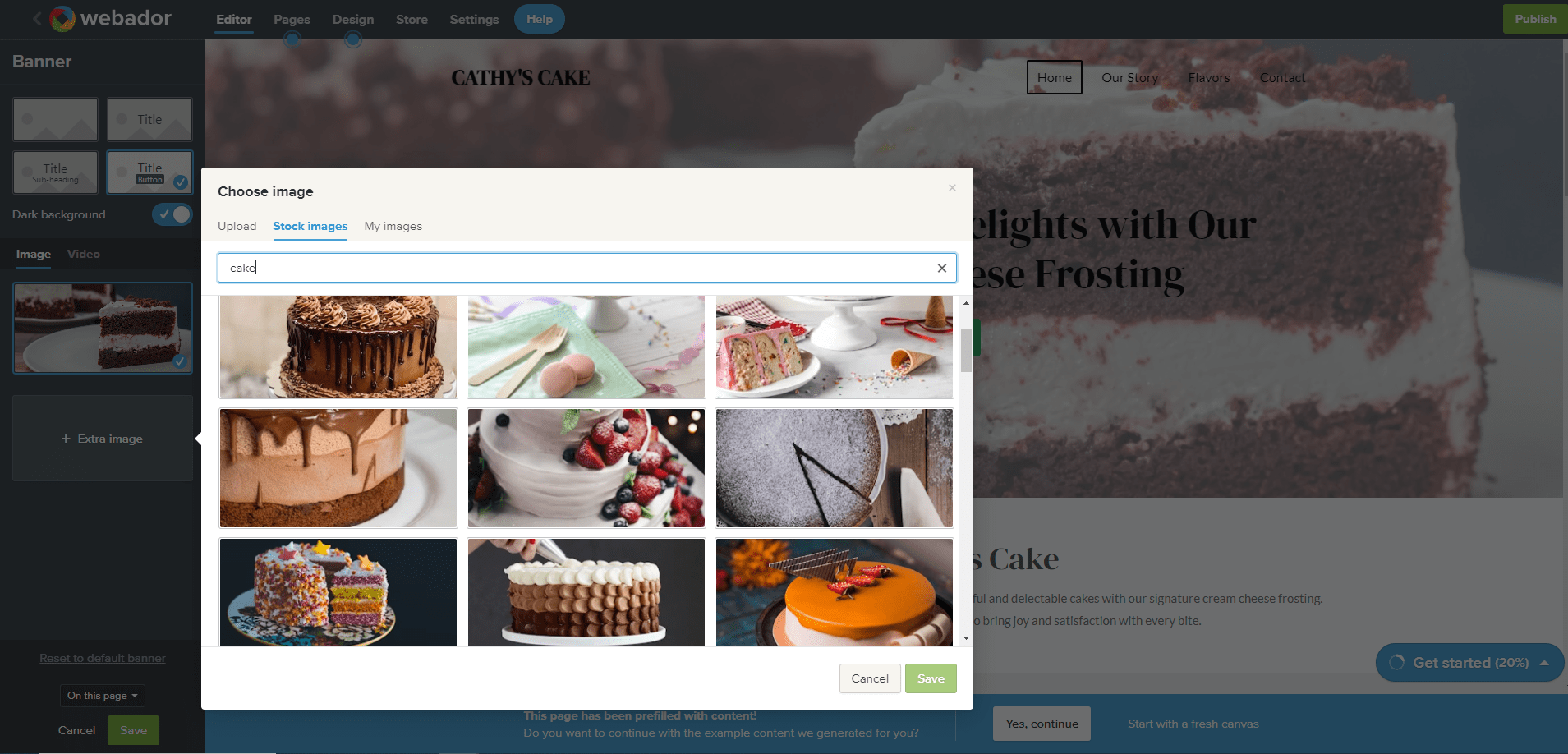 Webador image options